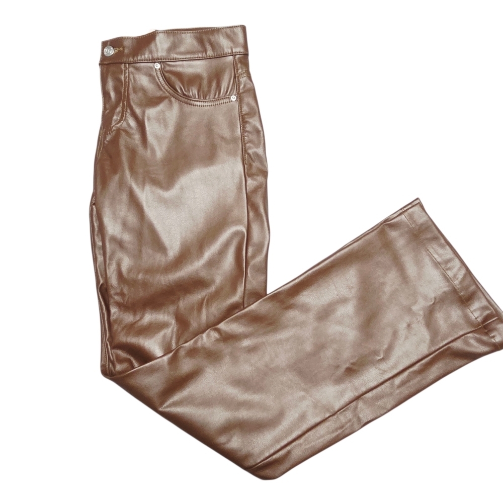 REVICE High Street Faux Leather Flare Pants Brown Size 29 - Picture 10 of 14